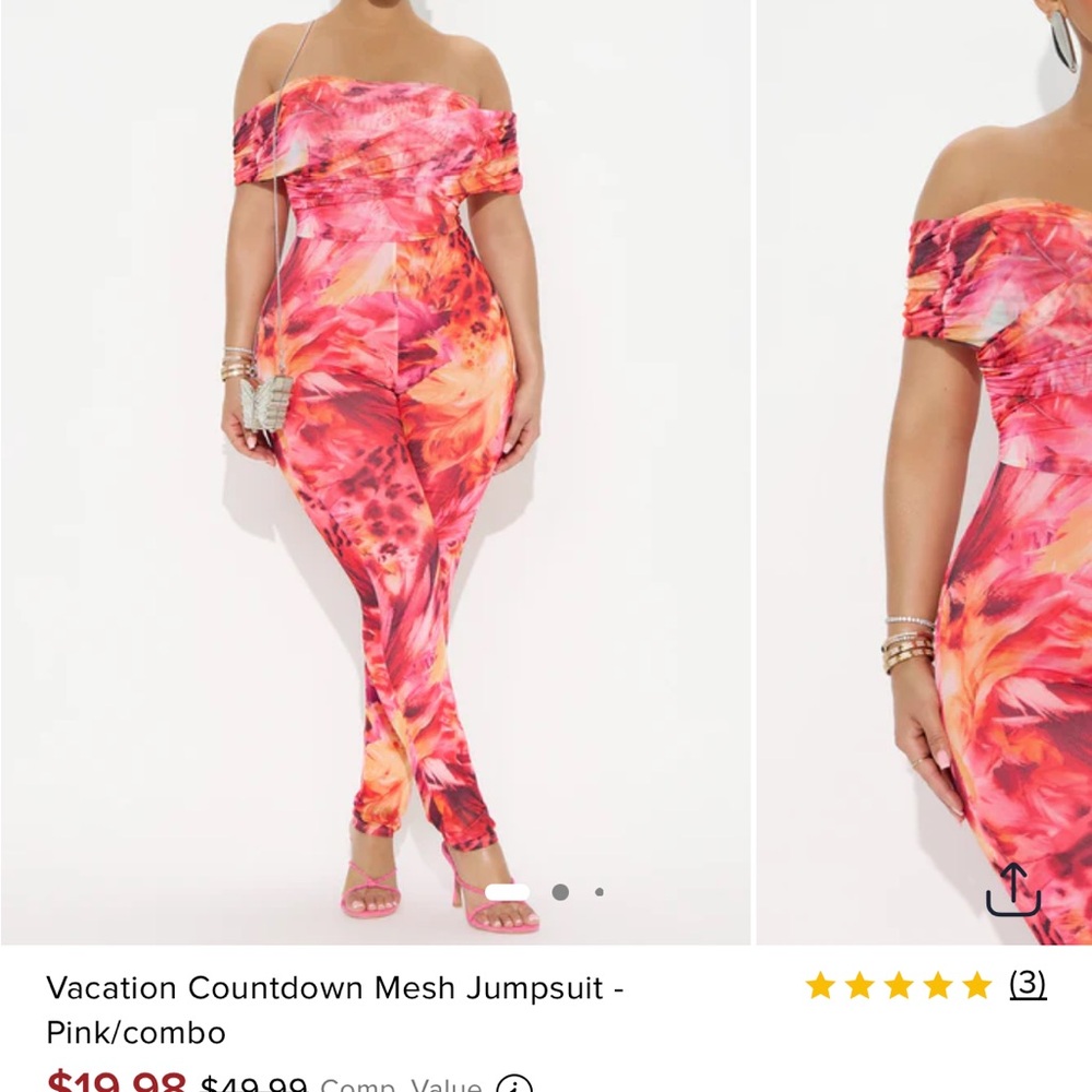 Fashion Nova Vibrant Pink and Orange Jumpsuit